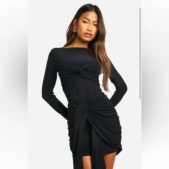 boohoo black mini dress Kimono Sequin Mini Dress - Sparkly Party Dress main image 0